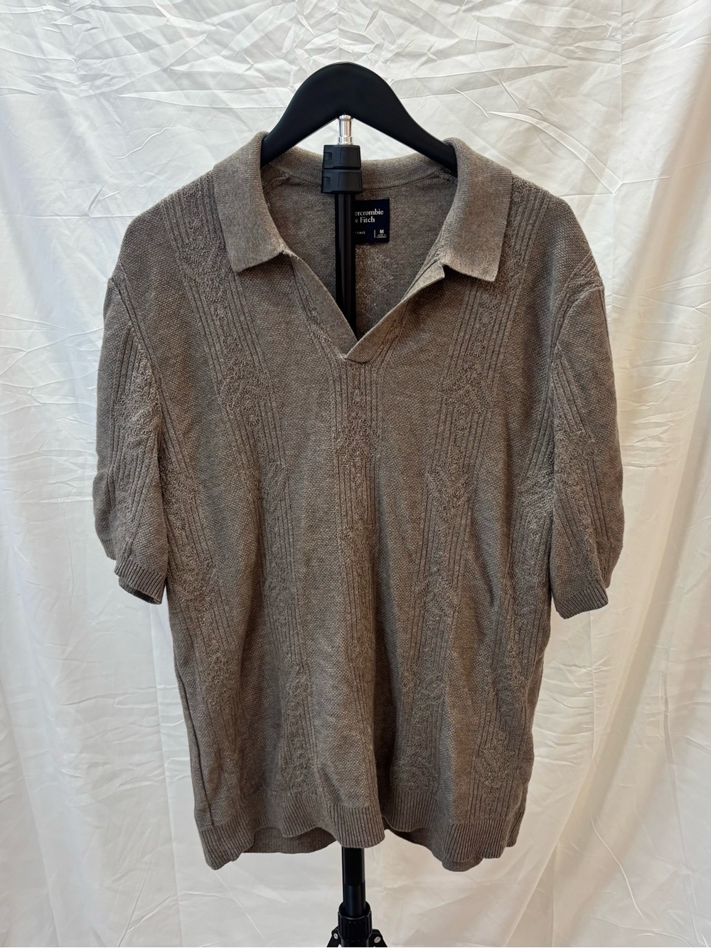 Abercrombie & Fitch Brown Textured Knit Polo Shirt Size Medium